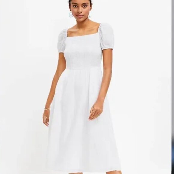 LOFT Dresses & Skirts - LOFT Smoked Midi Dress Size l NWT